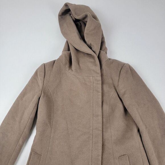 Cole Haan US Size 8 Wool Blend Coat Beige Oat with $498 Retail‎ Tag & Large Hood - Picture 2 of 12